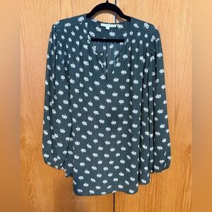 Fun 2 Fun Forest Green Blouse with White Floral Design